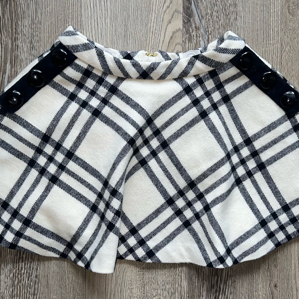 Girls 6Y Kate Spade Black and White Plaid Skirt